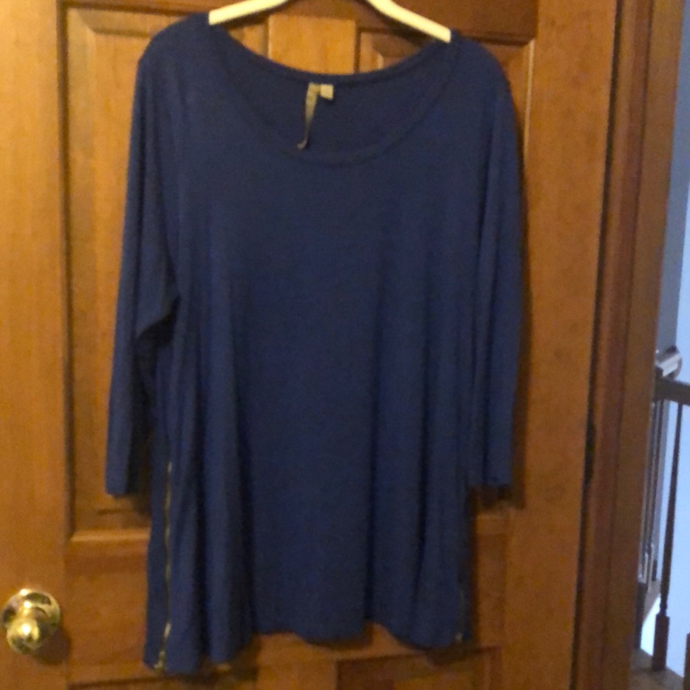 Comfy USA Royal Blue Aline Top with Side Zippers